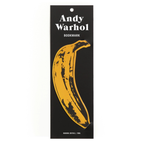Andy Warhol bookmark with a yellow banana design on a black background