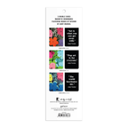 Packaging of Andy Warhol double-sided magnetic bookmarks with colorful designs and quotes.