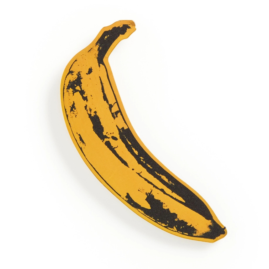 Yellow banana with black spots bookmark on a white background
