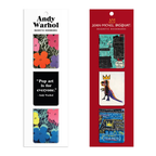 Two packages of magnetic bookmarks featuring Andy Warhol and Jean-Michel Basquiat designs.