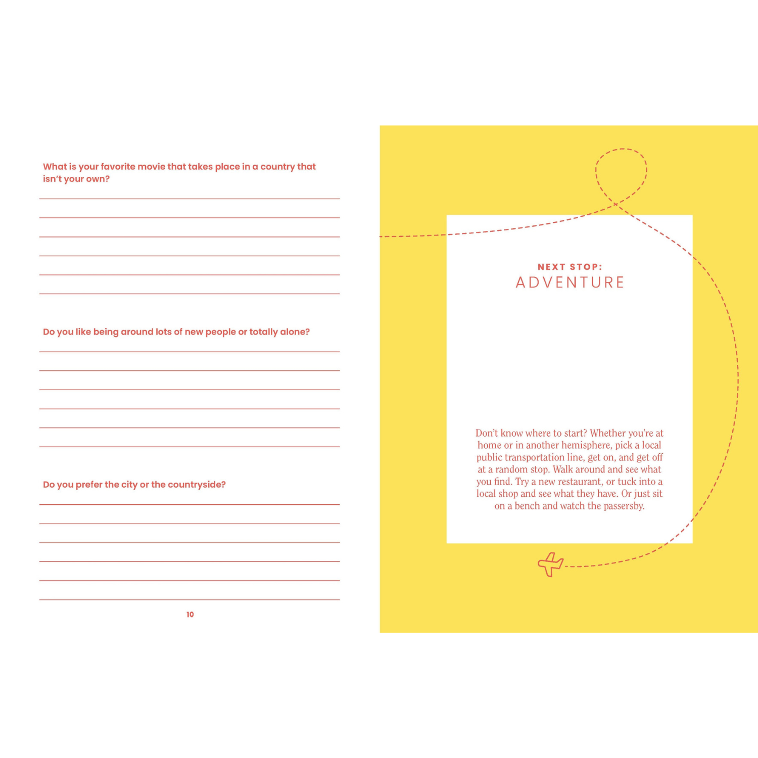 Book interior with text prompts and a yellow border