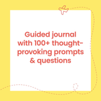 Guided journal with thought-provoking prompts on a yellow background