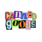 Colorful text 'Canned Goods' on a white background