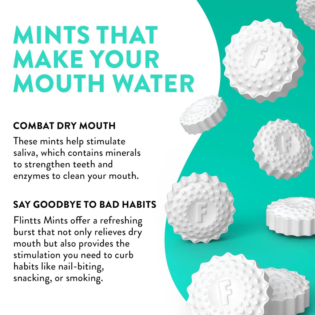Flintt Mints info on a teal background