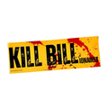Logo with 'KILL BILL' text on a yellow background