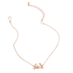 A delicate rose gold chain bracelet featuring a small Maryland Blue Crab pendant at the center, displayed on a clean white background.