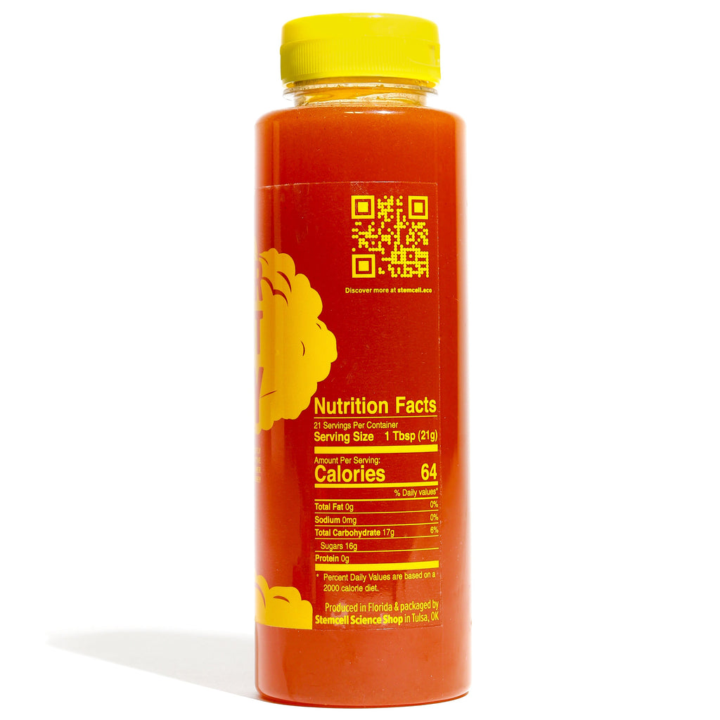 Large Nuclear Fallout Wildflower Honey Bottle with nutrition facts and a QR code on the label.