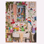 Jigsaw puzzle with a colorful bathroom design with shelves and decor