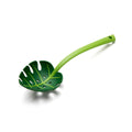 Monstera leaf ladle and serving spoon with tropical leaf design by OTOTO for serving soup, pasta, vegetables, and salads.