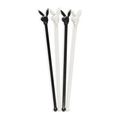 Set of four black and white Playboy Bunny-shaped stir sticks on a white background