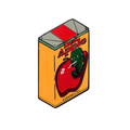 Enamel pin of a Quentin Tarantino Red Apple cigarette pack on a white background