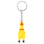 Yellow chicken-shaped keychain on a white background