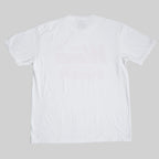 Back of White t-shirt on a light gray background