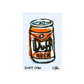 Linoprint of a Duff Beer can with 'Duff Can' text on a white background